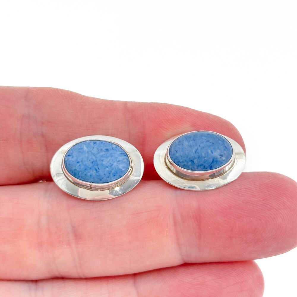 Vintage Sterling Silver 925 Sodalite Cuff Links